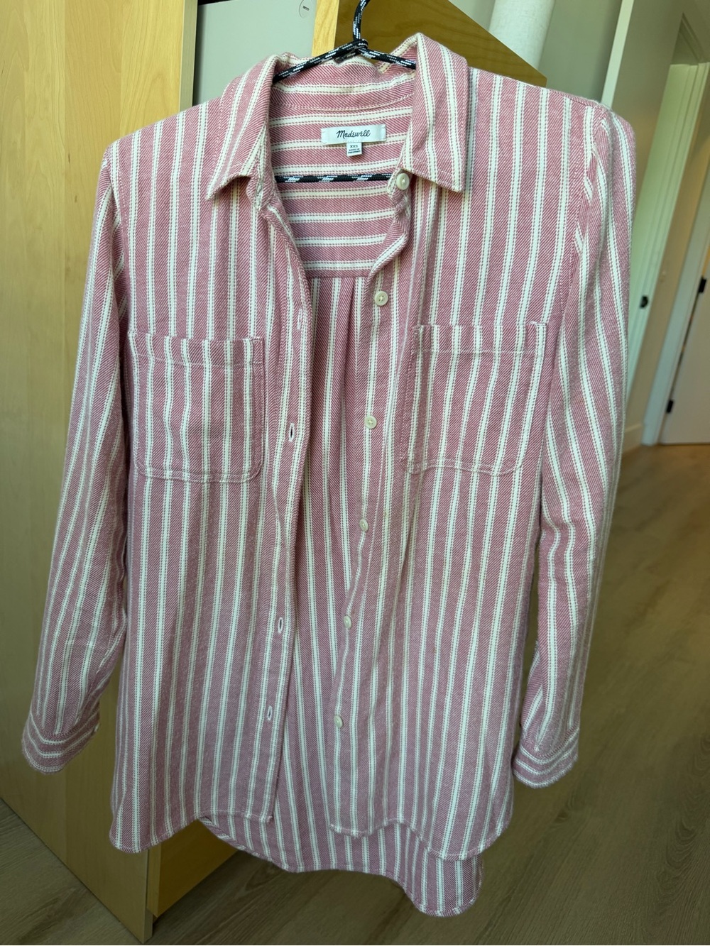 Madewell Pink and White Striped Button-Down Shirt